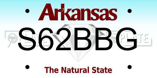 S62BBG Arkansas License Plate