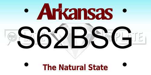 S62BSG Arkansas License Plate