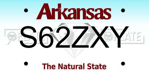 S62ZXY Arkansas License Plate