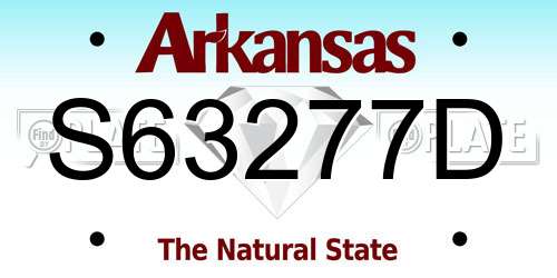 S63277D Arkansas License Plate