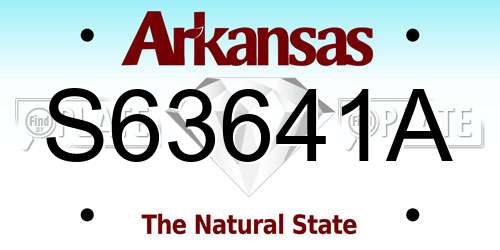S63641A Arkansas License Plate