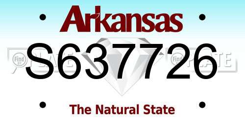 S637726 Arkansas License Plate