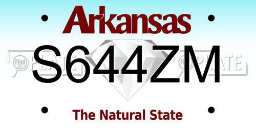 S644ZM Arkansas License Plate