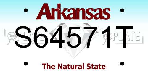 S64571T Arkansas License Plate