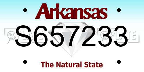 S657233 Arkansas License Plate