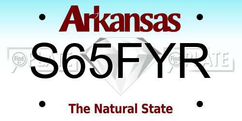 S65FYR Arkansas License Plate