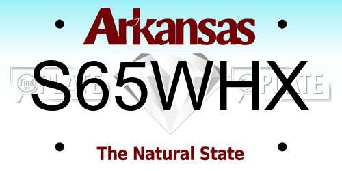 S65WHX Arkansas License Plate