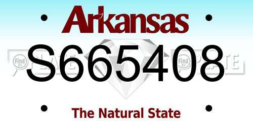 S665408 Arkansas License Plate
