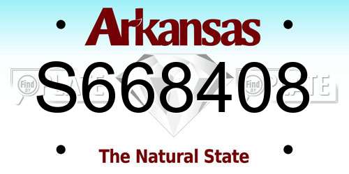 S668408 Arkansas License Plate