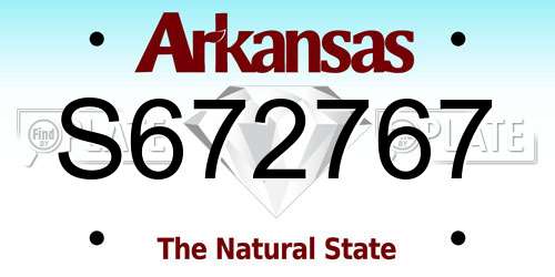 S672767 Arkansas License Plate