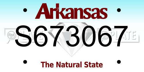 S673067 Arkansas License Plate