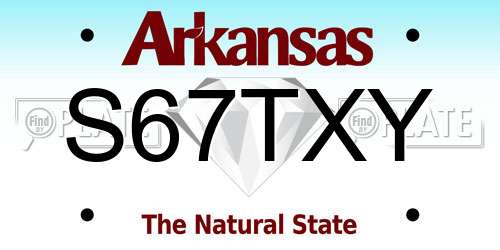 S67TXY Arkansas License Plate
