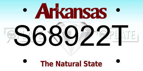 S68922T Arkansas License Plate
