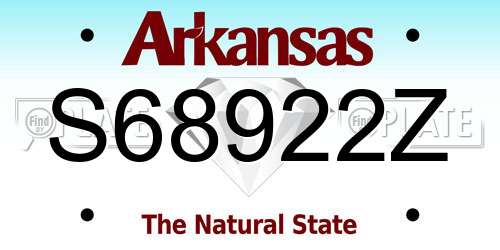 S68922Z Arkansas License Plate
