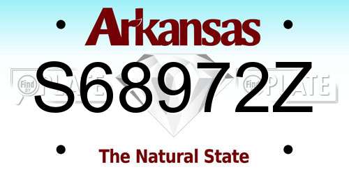 S68972Z Arkansas License Plate