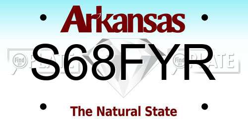 S68FYR Arkansas License Plate