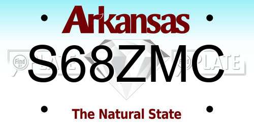 S68ZMC Arkansas License Plate