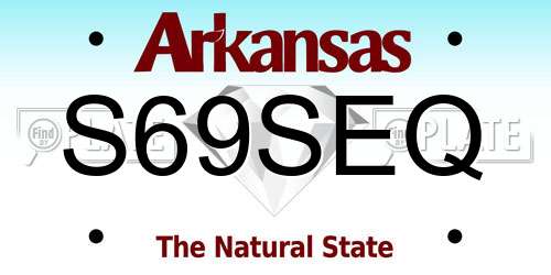 S69SEQ Arkansas License Plate