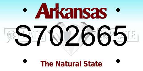 S702665 Arkansas License Plate