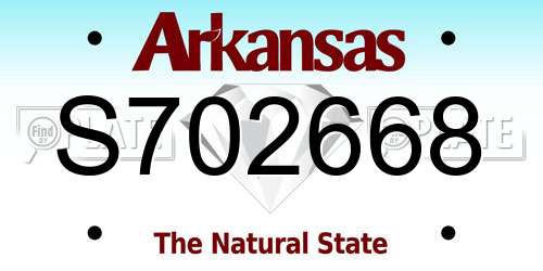 S702668 Arkansas License Plate
