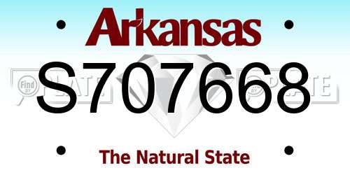 S707668 Arkansas License Plate