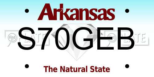S70GEB Arkansas License Plate
