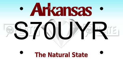 S70UYR Arkansas License Plate