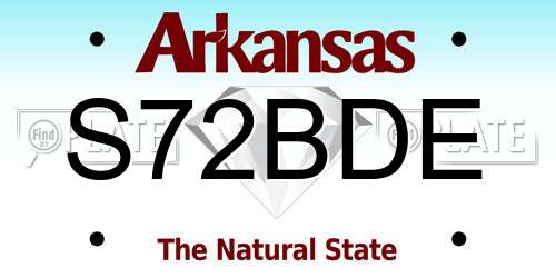 S72BDE Arkansas License Plate