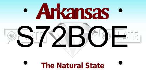 S72BOE Arkansas License Plate