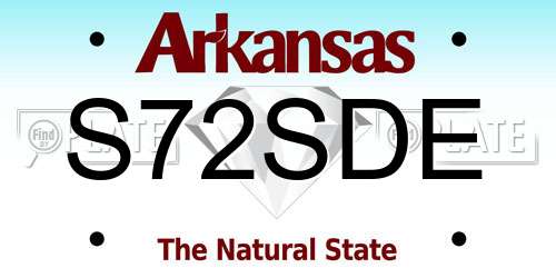 S72SDE Arkansas License Plate