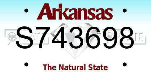 S743698 Arkansas License Plate