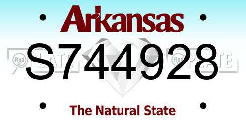 S744928 Arkansas License Plate