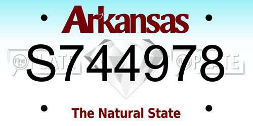 S744978 Arkansas License Plate