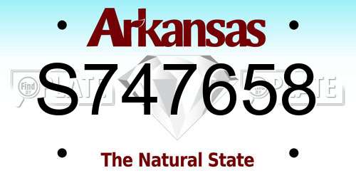S747658 Arkansas License Plate