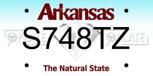 S748TZ Arkansas License Plate