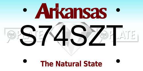 S74SZT Arkansas License Plate
