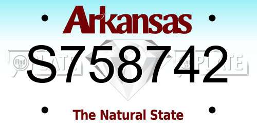 S758742 Arkansas License Plate