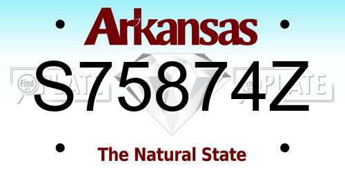 S75874Z Arkansas License Plate
