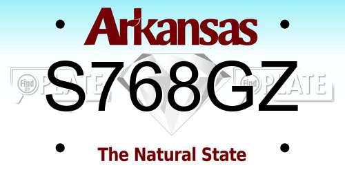 S768GZ Arkansas License Plate