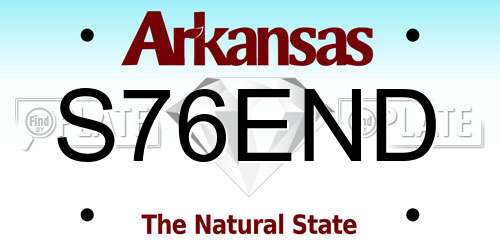 S76END Arkansas License Plate
