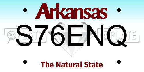 S76ENQ Arkansas License Plate
