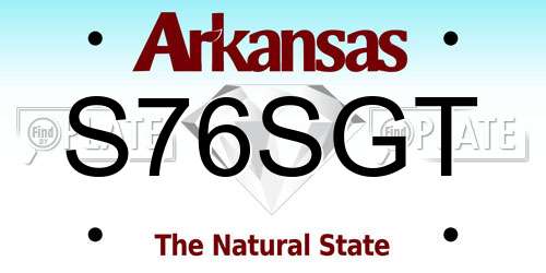 S76SGT Arkansas License Plate