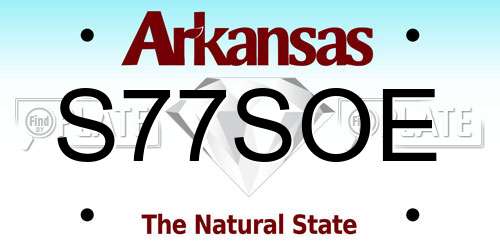 S77SOE Arkansas License Plate