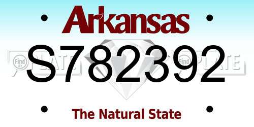 S782392 Arkansas License Plate