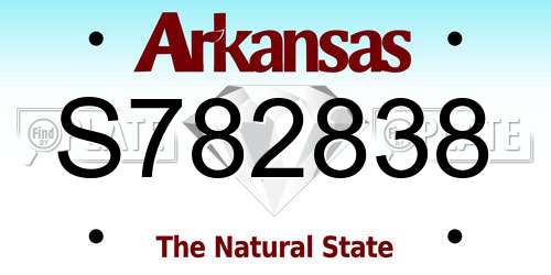 S782838 Arkansas License Plate