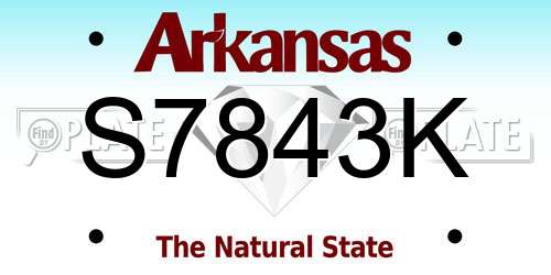 S7843K Arkansas License Plate