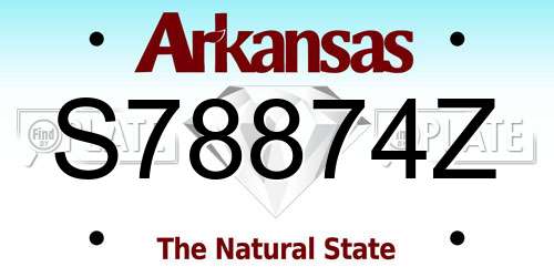 S78874Z Arkansas License Plate