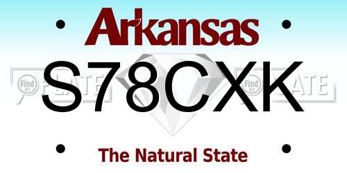 S78CXK Arkansas License Plate