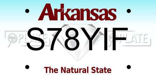 S78YIF Arkansas License Plate
