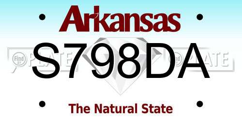 S798DA Arkansas License Plate